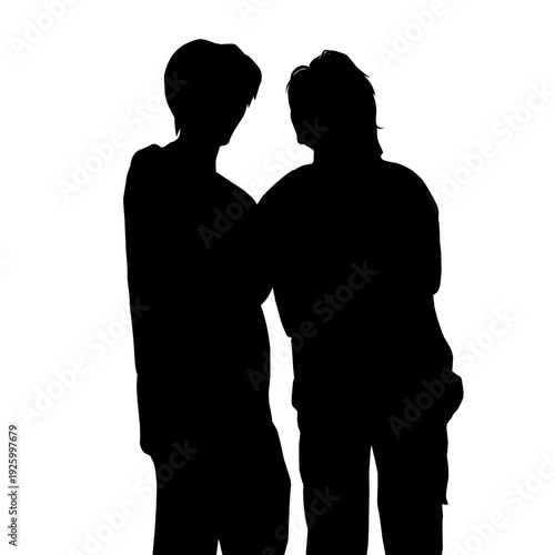 Silhouette of a Couple Standing Together Back View