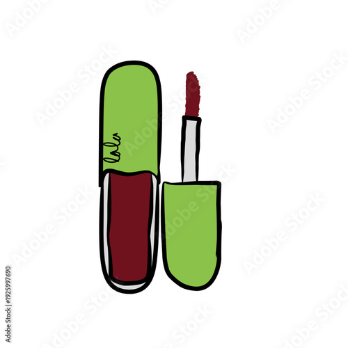 Hand Drawn Lip Cream Bottle with Applicator Brush