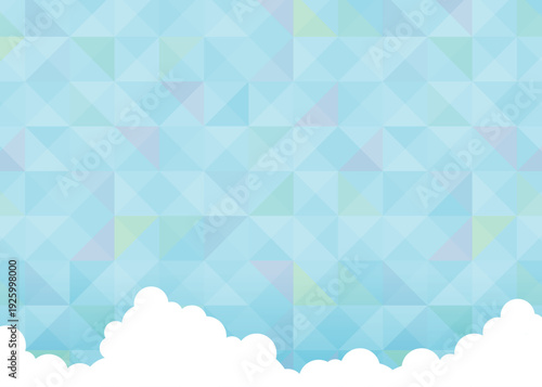 幾何学模様の青空と白い雲のバックグラウンド
