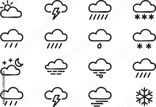 Weather Forecast and Climate Line Icon Set for Mobile and Web Apps
