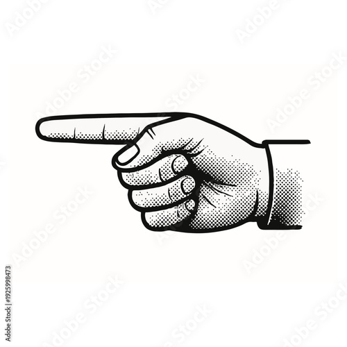 Hand pointing gesture on white background