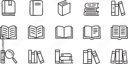 Study, Research and Knowledge Outline Icons Collection