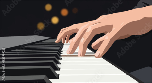 Close-up of a person's hands gracefully playing the piano keys, showcasing the artistry of music creation