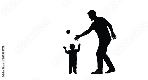 Father and child playing with a ball, a heartwarming vector illustration depicting family bonding, joy, and active leisure moments together, perfect for various graphic design projects.