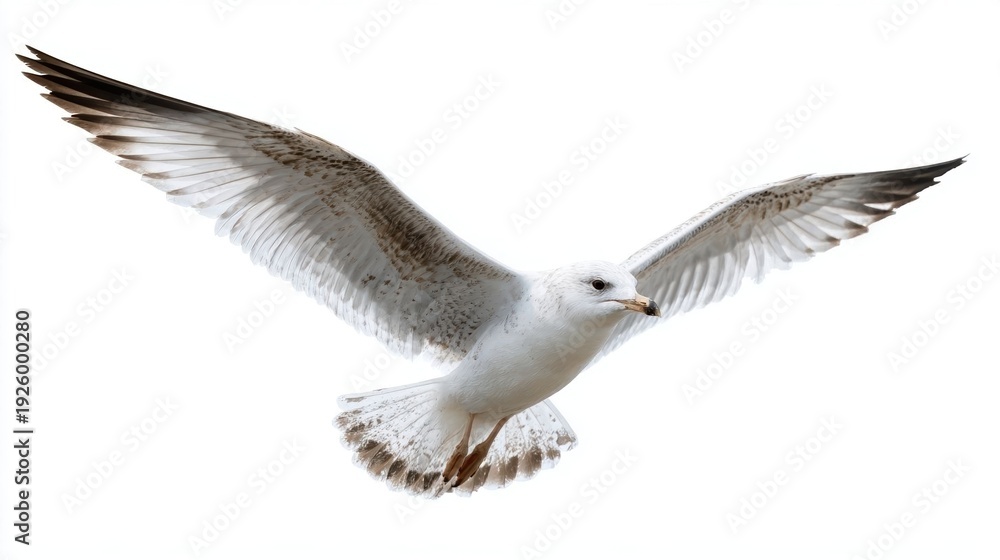 Fototapeta premium A seagull soaring gracefully in the sky.