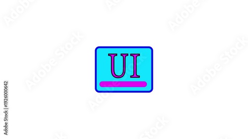 Cyan Button with Pink UI Text and Magenta Line on White Background user interface letters