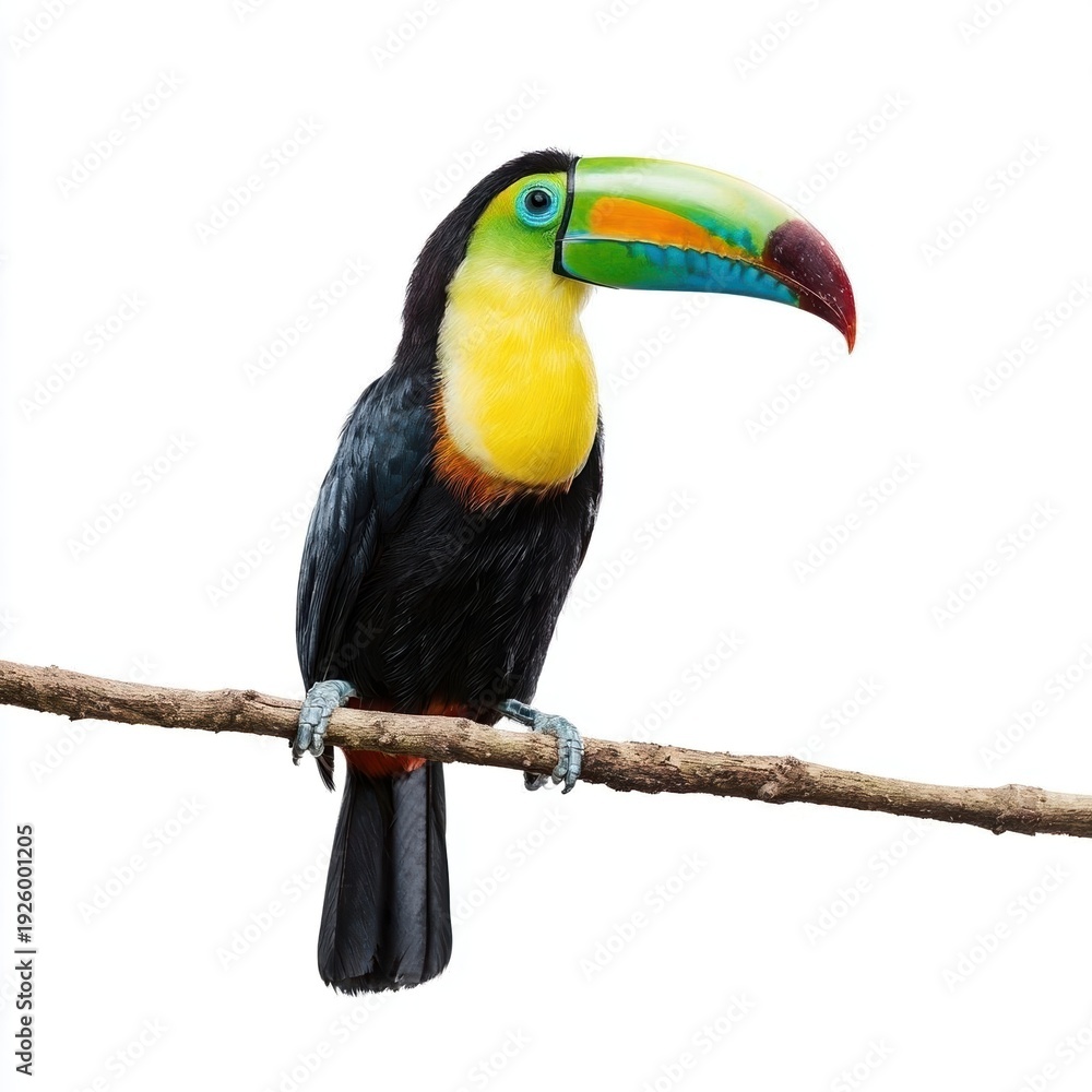 Fototapeta premium Colorful toucan perched on a branch.
