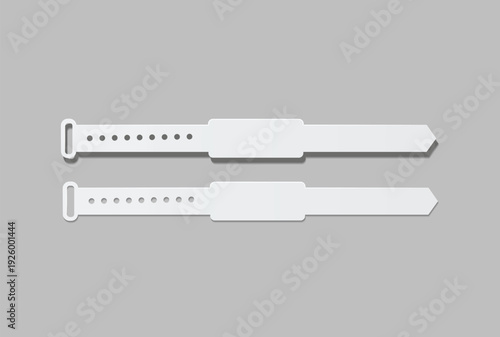 Blank medical ID wristband or bracelet mockup isolated on background. Realistic for clinic or hospital patient identification, healthcare branding, event access control, safety or security branding