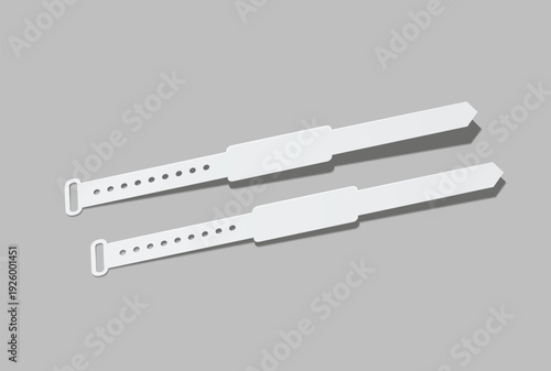 Blank medical ID wristband or bracelet mockup isolated on background. Realistic for clinic or hospital patient identification, healthcare branding, event access control, safety or security branding