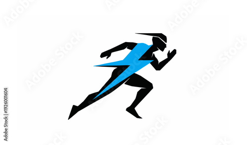 Modern Fast Running Person Lightning Logo Vector Icon for Energy Sport Brand Identity