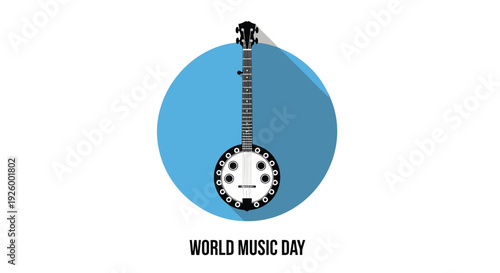 World Music Day vector icon with banjo