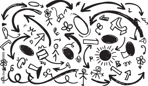 Perfectly seamless pattern, vector repeated abstract african texture. Tribal shapes background, black and white monochrome wallpaper