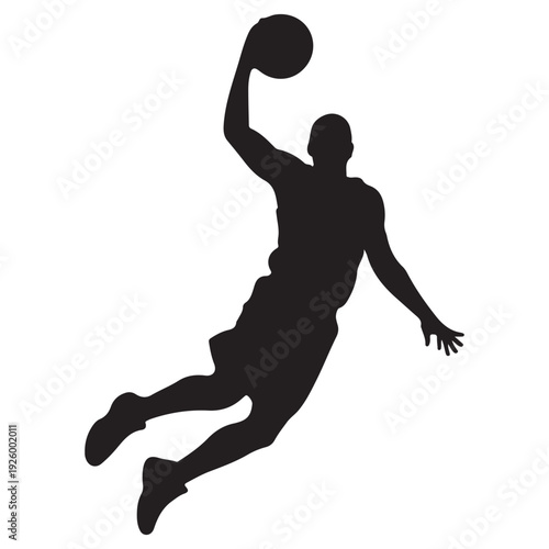 Basketball Dunk Action Pose Silhouette Icon
