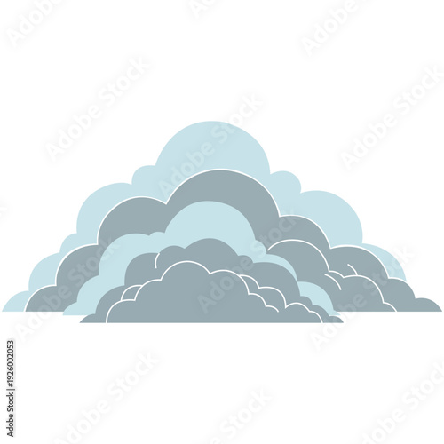 Cloud formation: The image displays a depiction of cumulus clouds, layered in shades of gray and blue. These puffy, rounded formations hint at the power of weather and nature's atmospheric artistry.