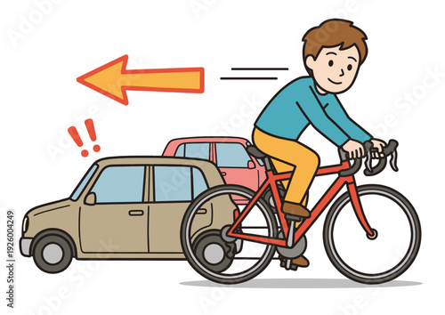 自転車の逆走イラスト（男性・交通違反・事故防止）