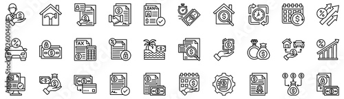 Personal Loan icons collection. Vector illustration. Personal, Remodeling, Collateral, Agreement, Applicant, Quick Processing. Pro Vector	
