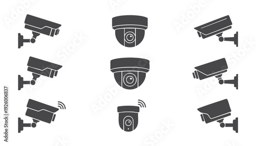Security camera icon vector for surveillance, monitoring and protection system