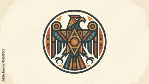 Tribal Eagle Emblem Logo Design | Native American Art Symbol Vector