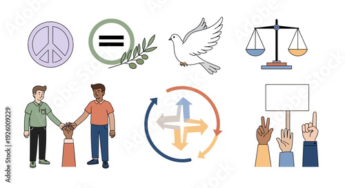Diverse Symbols of Peace and Equality.