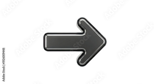 Glossy dark gray right arrow on white background