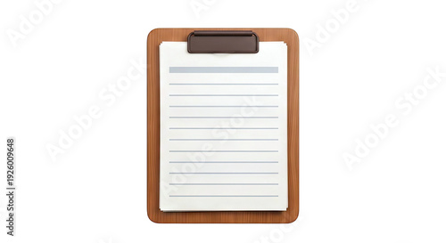 Clipboard with Lined Paper and Clip