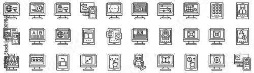 Responsive Design icons collection. Vector illustration. Browser, Fast, Lock, Synchronization, CSS Code, Multitasking, Settings, Grid Pro Vector	
