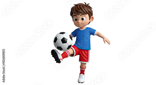 Cartoon boy playing soccer