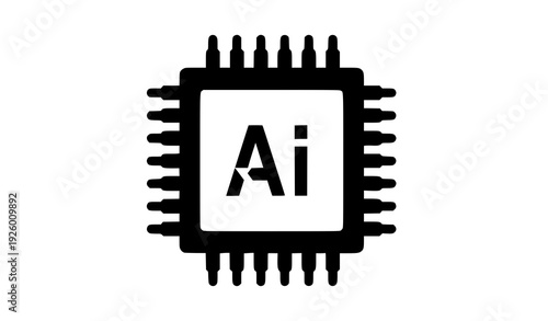 Artificial Intelligence AI Microchip Icon Representing Machine Learning Processor Neural Computing and Smart Digital Technology Concept for Modern Innovation Design