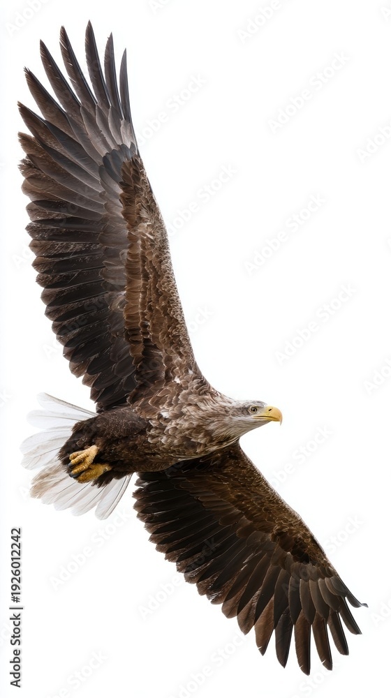 Fototapeta premium Majestic eagle soaring in the clear sky.