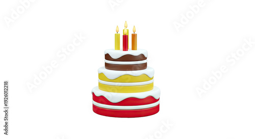 Three-Tiered Birthday Cake with Candles