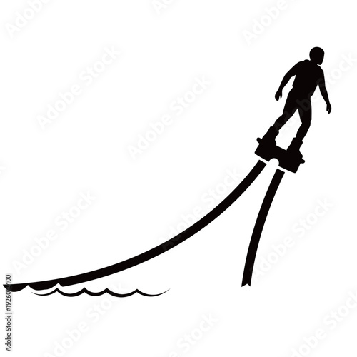 Flyboard Water Sport Silhouette Vector – Extreme Jetpack Surfing Action Isolated on White Background