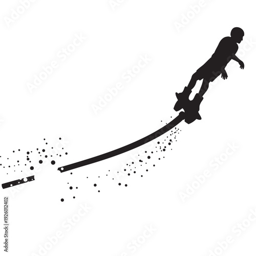 Flyboard Water Sport Silhouette Vector – Extreme Jetpack Surfing Action Isolated on White Background