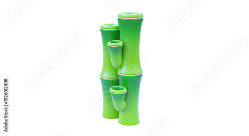 Stylized Green Bamboo Stalks with Yellow Rings