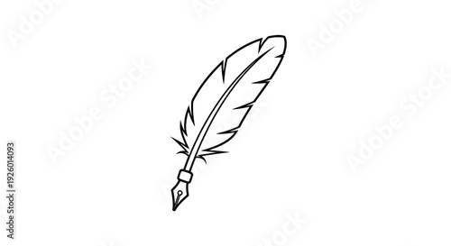 Feather illustration vector graphic, writing concept, design element, isolated