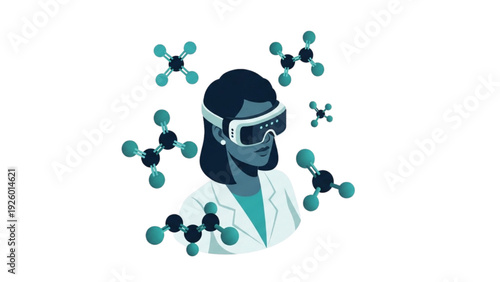 Scientist Using Virtual Reality for Molecular Research and Scientific Exploration