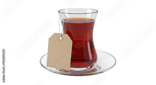 Turkish Tea Glass with Blank Tag
