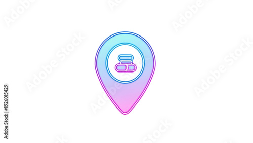Gradient cosmetic beauty store location map pin icon for makeup product search and beauty service navigation