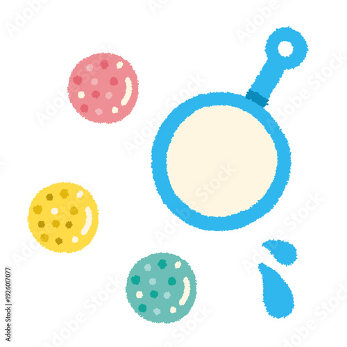 スーパーボールすくい イラスト 夏祭り 縁日 ポイ 手描き シンプル