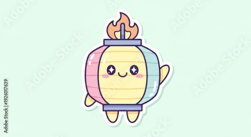 Cute Cartoon Marshmallow Character with Flame.