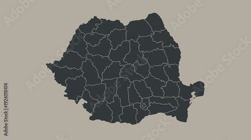 Romania Map with Administrative Borders and Counties - Detailed Vector Outline of Romanian Judete for Geography & Business