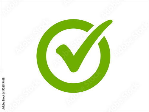 Green checkmark in a circle, symbol of success, approval, and confirmation