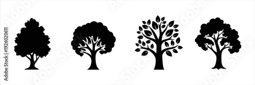 Diverse Stylized Tree Silhouettes A Graphic Collection of Nature's Forms