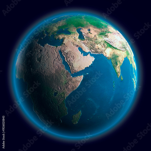 Earth Globe from space on black background