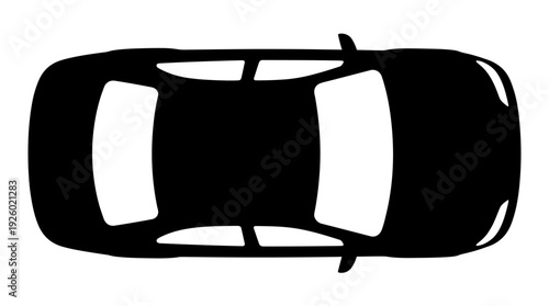 Фотография Top View Car Icon Black Silhouette Isolated on White