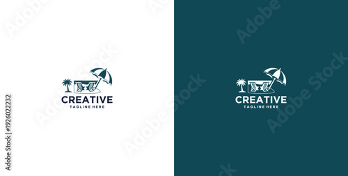 Beach logo design vector template