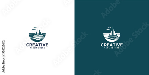 Beach logo design vector template