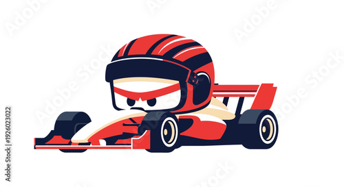 Formula One Racer Vector Illustration, Cartoon Style Graphic for Motorsports and Racing