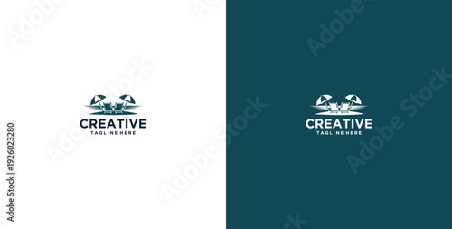 Beach logo design vector template