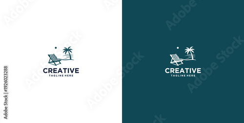 Beach logo design vector template