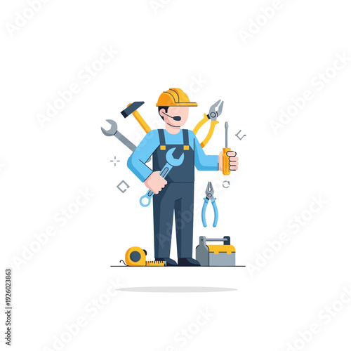 All-in-One Skilled Technician & Handyman with Multiple Tools Offering Comprehensive Service, Repair, and Support